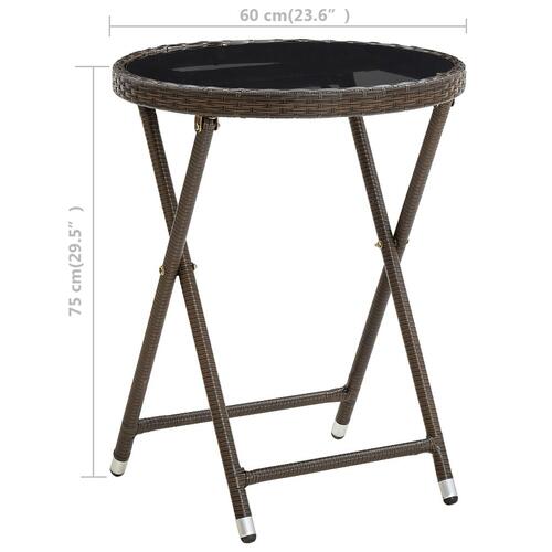 Tebord 60 cm polyrattan og hærdet glas brun