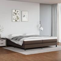 Sengeramme 200x200 cm kunstlæder brun