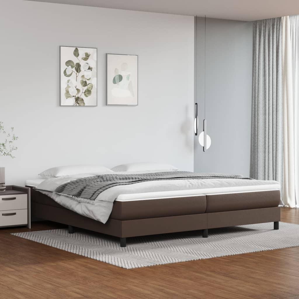 Sengeramme 200x200 cm kunstlæder brun