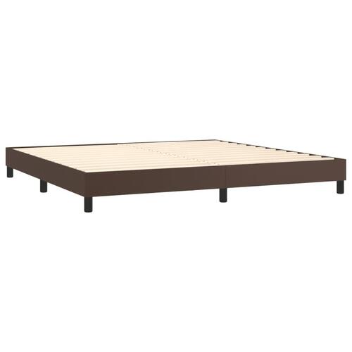 Sengeramme 200x200 cm kunstlæder brun