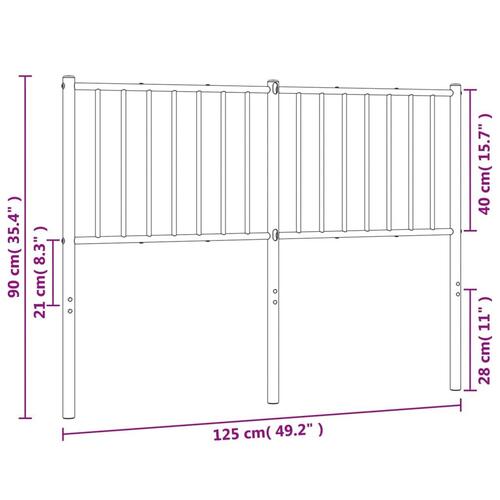 Sengegavl 120 cm metal hvid