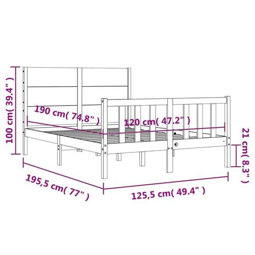 Sengeramme med sengegavl Small Double massivt træ sort