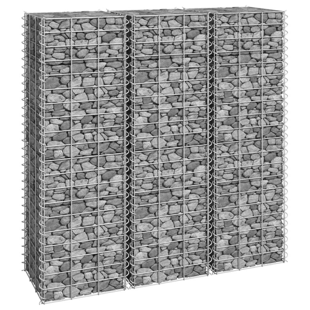 Gabion-højbede 3 stk. 30x30x100 cm jern