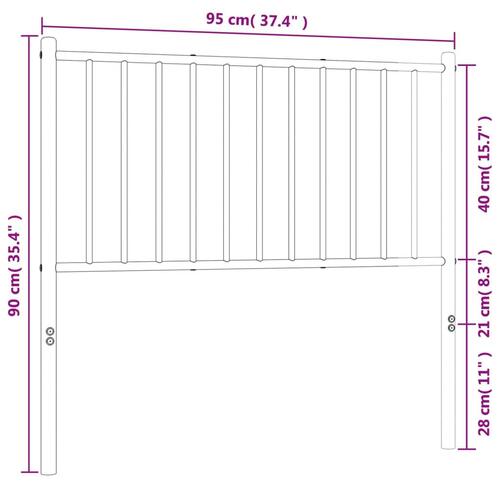 Sengegavl 90 cm metal hvid