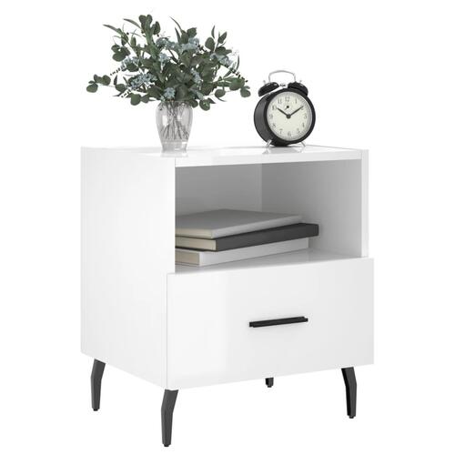 Sengeborde 2 stk. 40x35x47,5 cm konstrueret træ hvid højglans