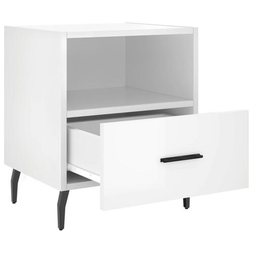 Sengeborde 2 stk. 40x35x47,5 cm konstrueret træ hvid højglans