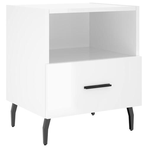 Sengeborde 2 stk. 40x35x47,5 cm konstrueret træ hvid højglans