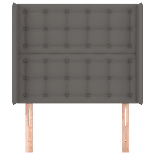 Sengegavl med kanter 93 x 16 x 118/128 cm kunstlæder grå