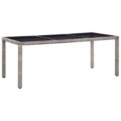 Havebord 190x90x75 cm polyrattan grå