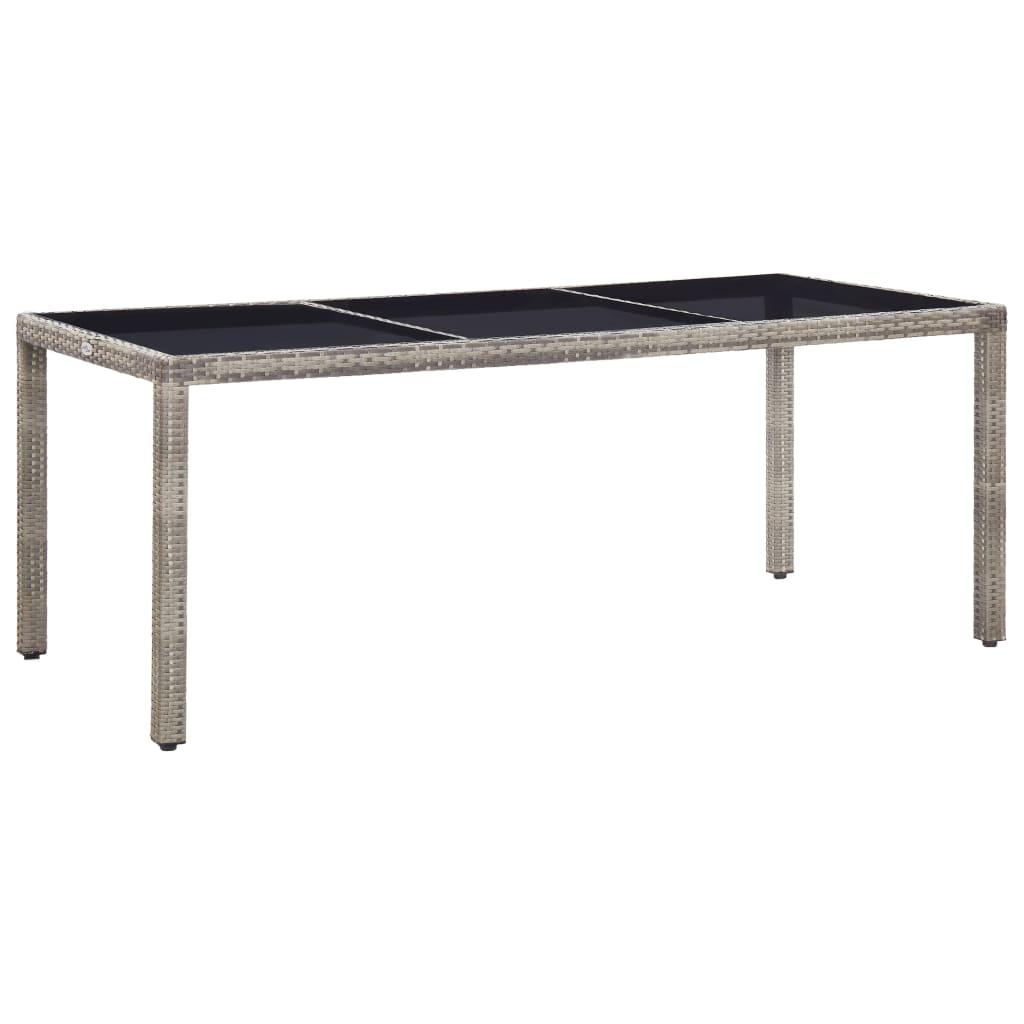 Havebord 190x90x75 cm polyrattan grå