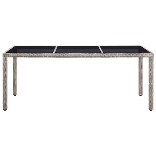 Havebord 190x90x75 cm polyrattan grå