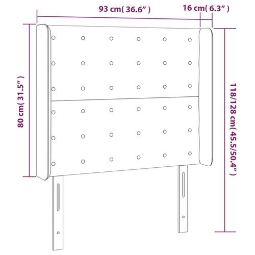 Sengegavl med kanter 93x16x118/128 cm kunstlæder grå