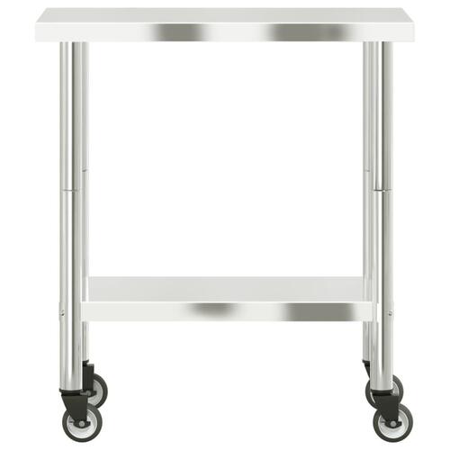 Arbejdsbord med hjul til køkken 82,5x55x85 cm rustfrit stål