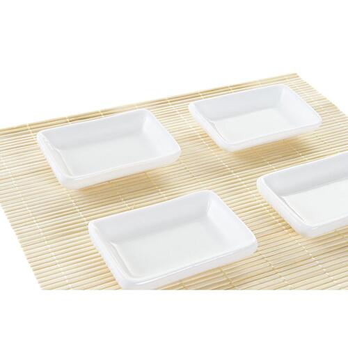 Sushi-sæt Metal Bambus Hvid Natur Orientalsk 30 x 40 cm 28 x 22 x 2,5 cm (9 Dele)