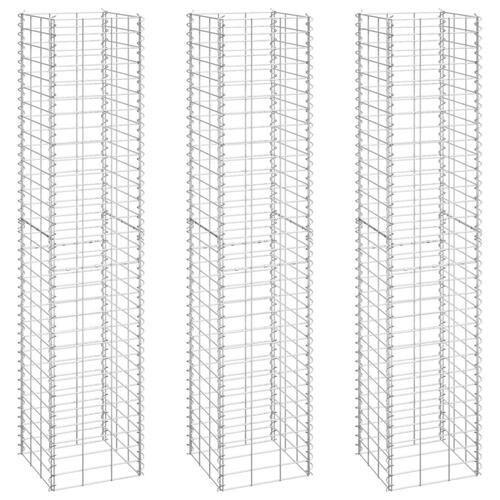 Gabion-højbede 3 stk. 30x30x150 cm jern
