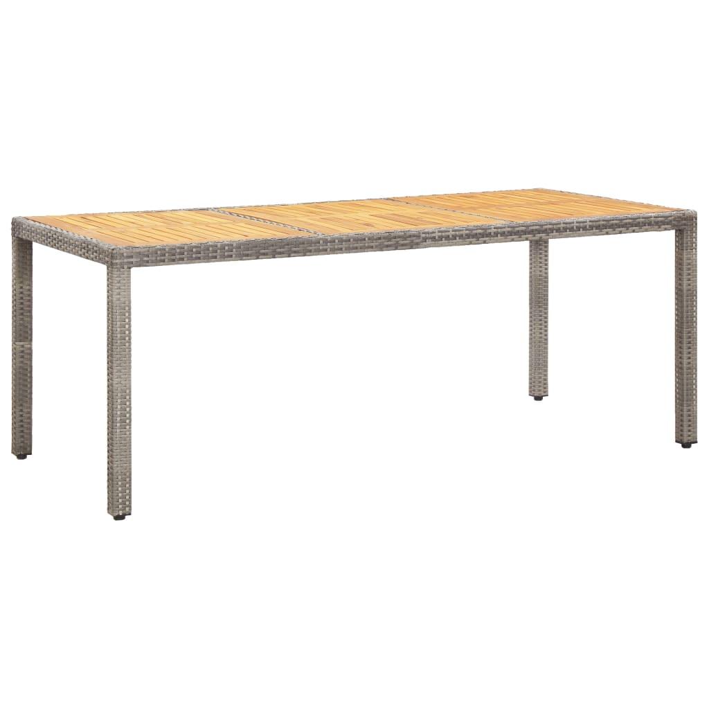 Havebord 190x90x75 cm polyrattan og massivt akacietræ grå