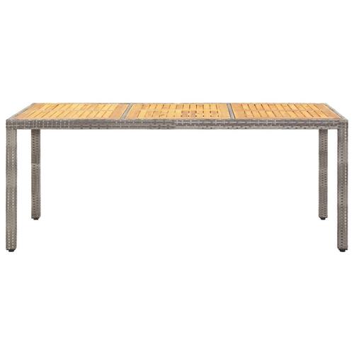 Havebord 190x90x75 cm polyrattan og massivt akacietræ grå
