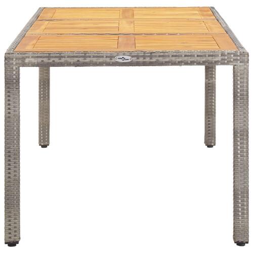 Havebord 190x90x75 cm polyrattan og massivt akacietræ grå