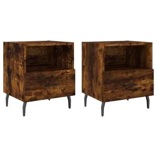Sengeborde 2 stk. 40x35x47,5 cm konstrueret træ røget egetræ