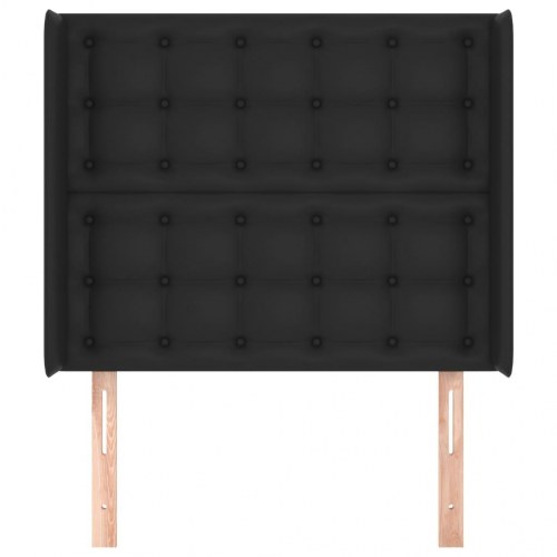 Sengegavl med kanter i kunstlæder 103 x 16 x 118/128 cm - sort