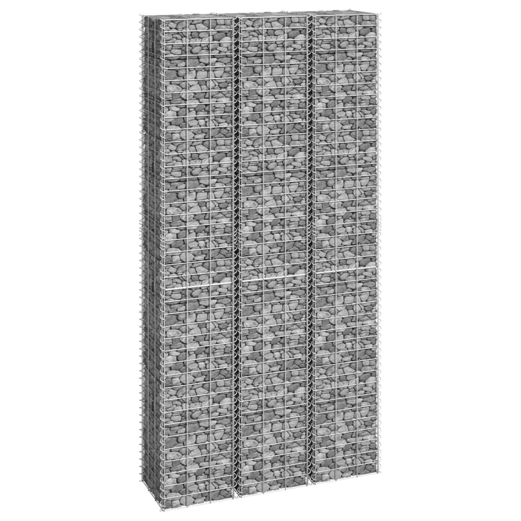 Gabion-højbede 3 stk. 30x30x200 cm jern