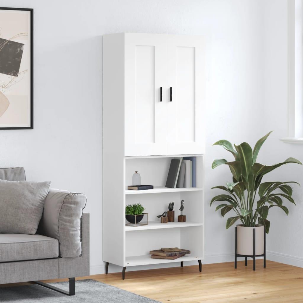 Højskab 69,5x34x180 cm konstrueret træ hvid