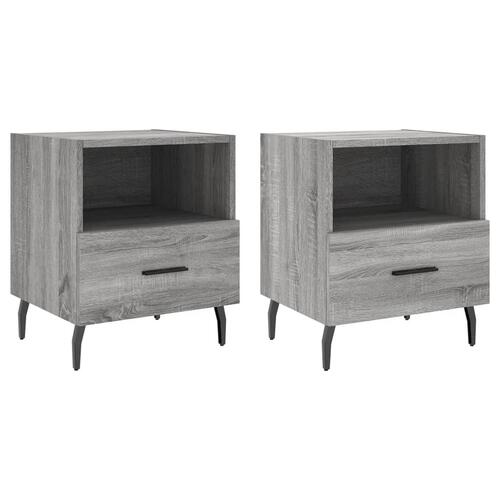 Sengeborde 2 stk. 40x35x47,5 cm konstrueret træ grå sonoma-eg