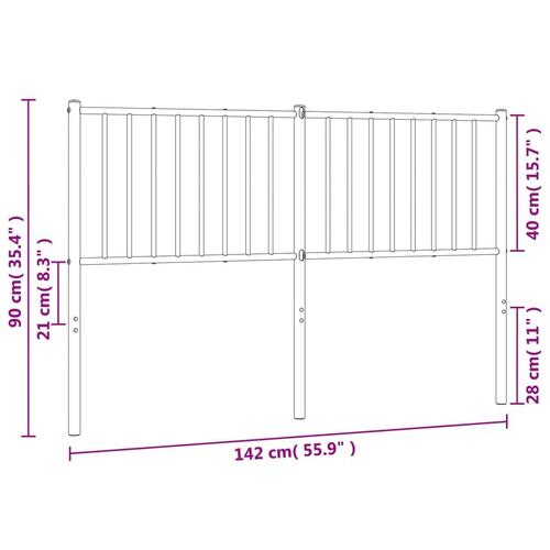 Sengegavl 135 cm metal hvid