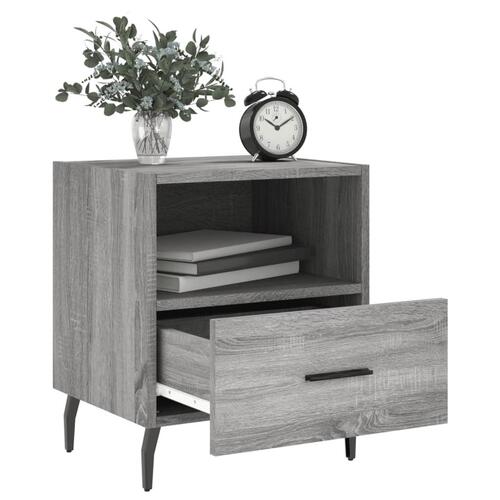 Sengeborde 2 stk. 40x35x47,5 cm konstrueret træ grå sonoma-eg