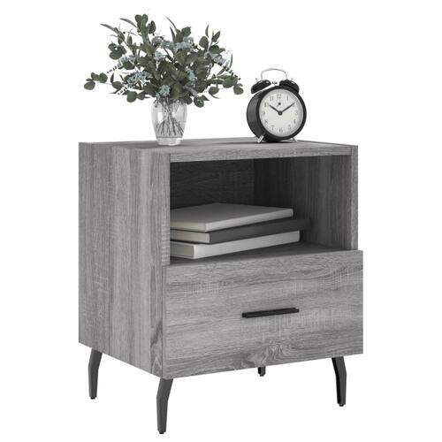 Sengeborde 2 stk. 40x35x47,5 cm konstrueret træ grå sonoma-eg