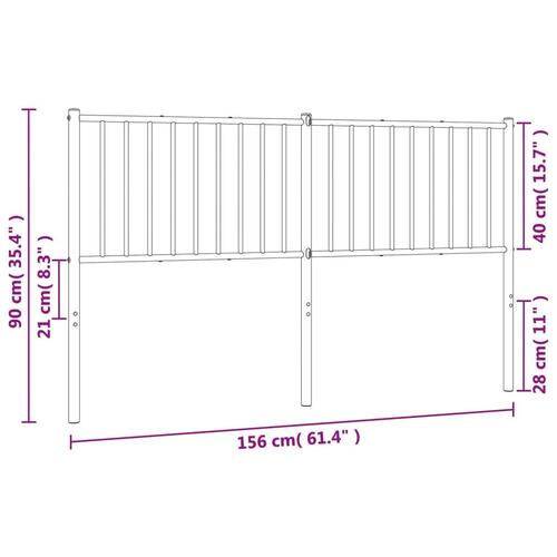 Sengegavl 150 cm metal hvid