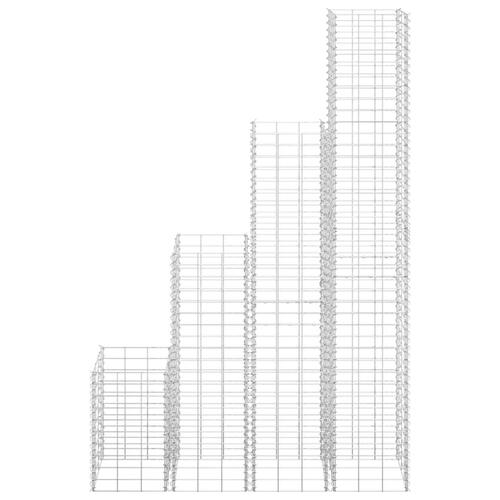 Gabion-højbede 4 stk. 30x30x50/100/150/200 cm jern