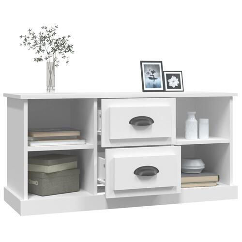 Tv-bord 99,5x35,5x48 cm konstrueret træ hvid