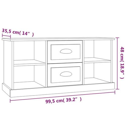 Tv-bord 99,5x35,5x48 cm konstrueret træ hvid