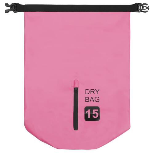 Vandtæt tørpose med lynlås 15 l PVC pink