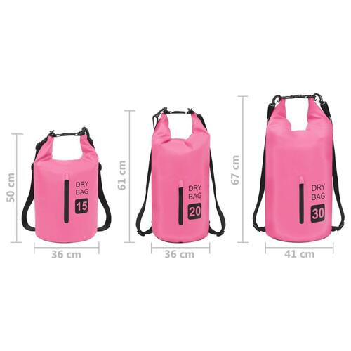 Vandtæt tørpose med lynlås 15 l PVC pink