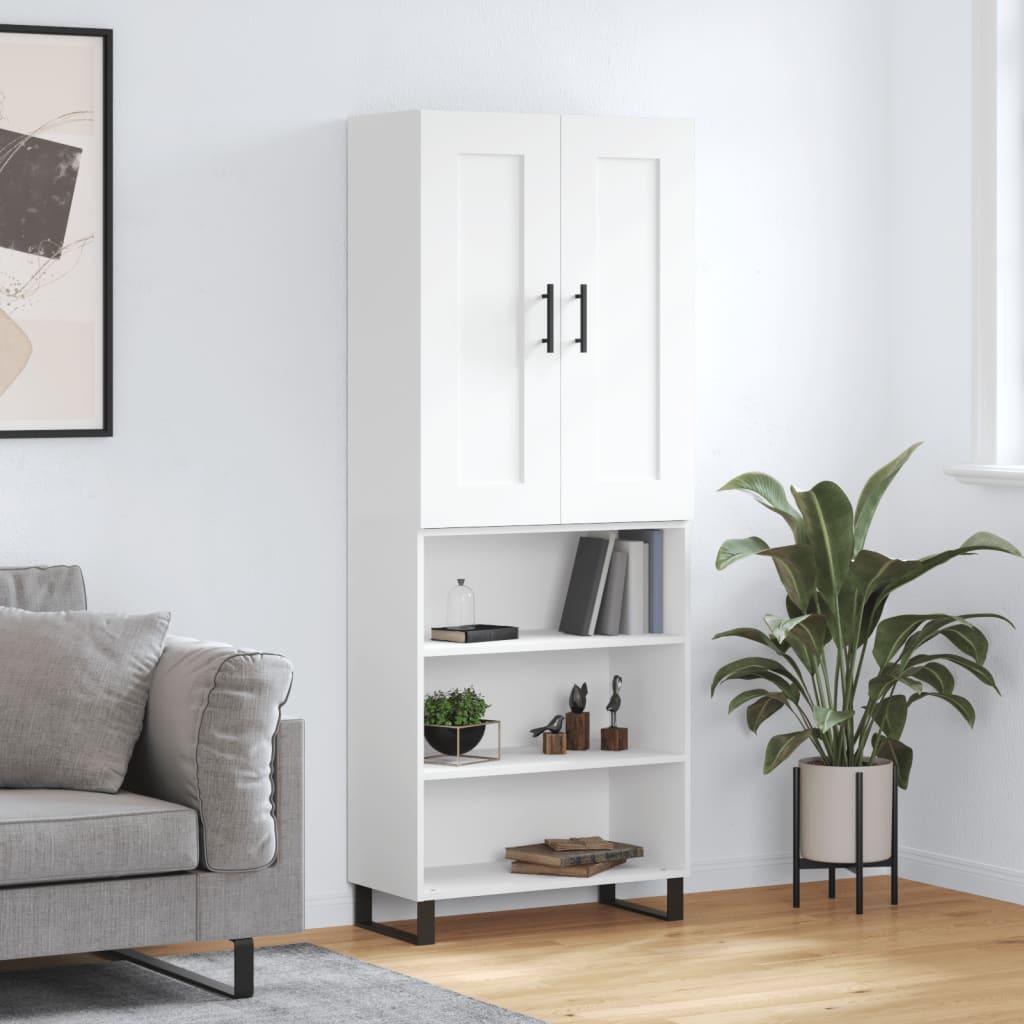 Højskab 69,5x34x180 cm konstrueret træ hvid