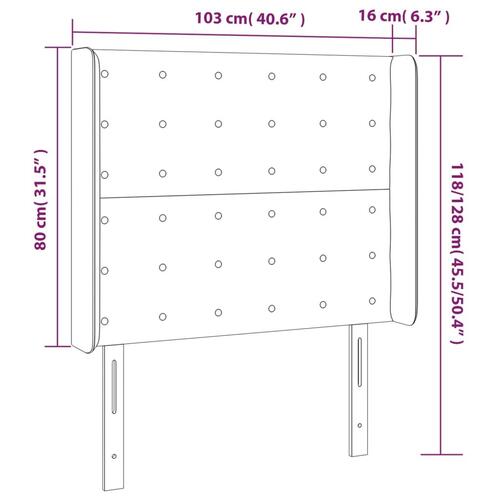 Sengegavl med kanter 103x16x118/128 cm kunstlæder grå