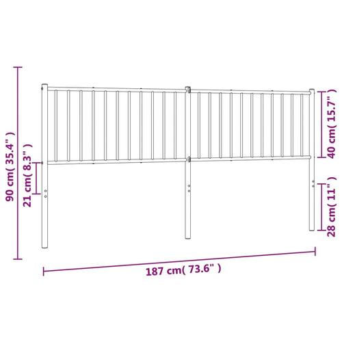 Sengegavl 180 cm metal hvid