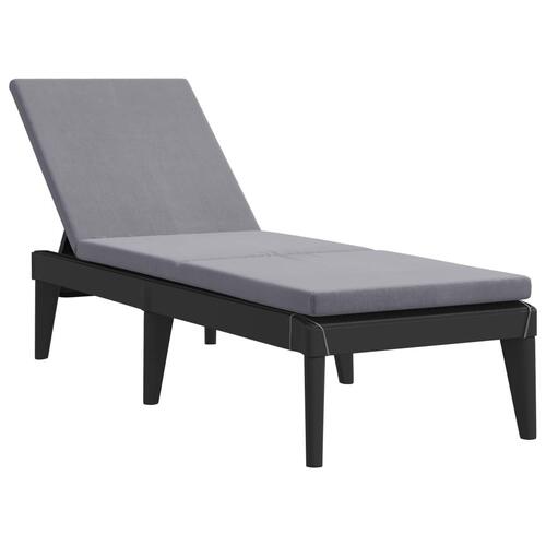 Liggestol med hynde 186x60x29 cm PP antracitgrå