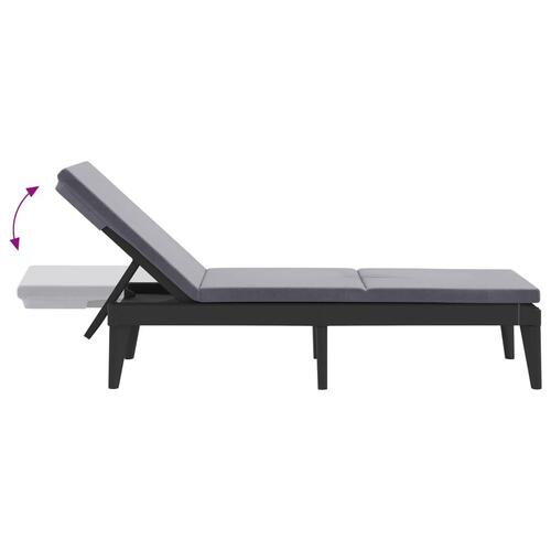 Liggestol med hynde 186x60x29 cm PP antracitgrå