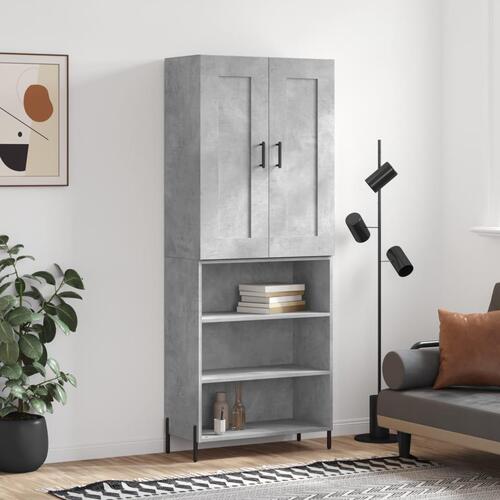 Højskab 69,5x34x180 cm konstrueret træ betongrå