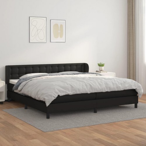 Kontinentalseng med madras 200x200 cm - kunstlæder, sort