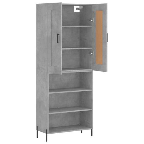 Højskab 69,5x34x180 cm konstrueret træ betongrå