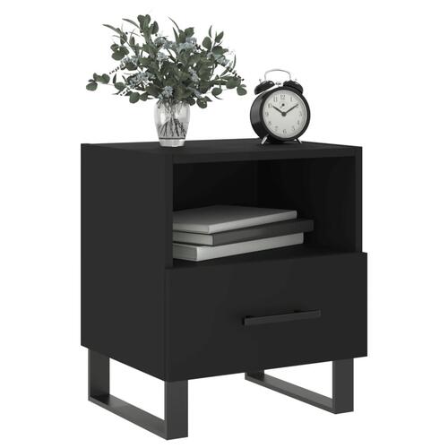 Sengeborde 2 stk. 40x35x47,5 cm konstrueret træ sort