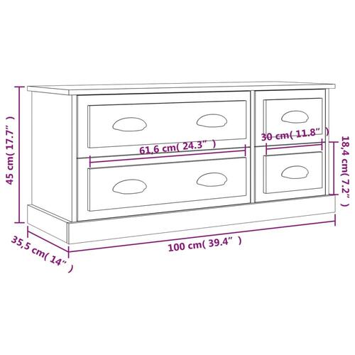 Tv-bord 100x35,5x45 cm konstrueret træ røget egetræsfarve