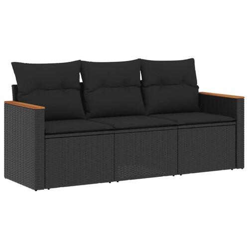 Sofasæt til haven 3 dele med hynder polyrattan sort