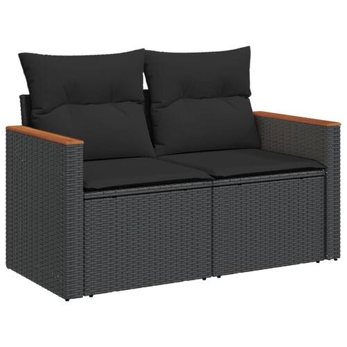 Sofasæt til haven 3 dele med hynder polyrattan sort