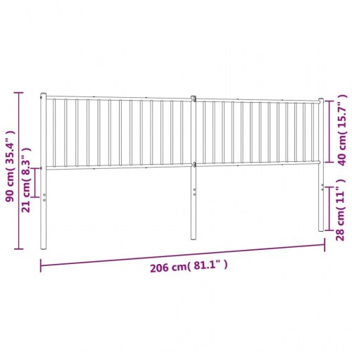 Sengegavl i metal 200 cm - hvid
