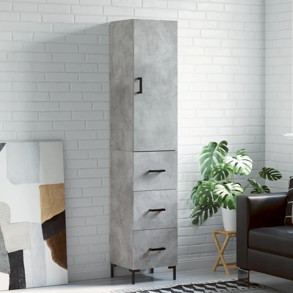 Højskab i konstrueret træ - betongrå 34,5 × 34 × 180 cm billede